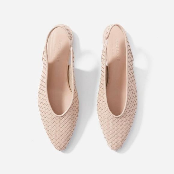 NWOT EVERLANE V Slingback Woven Pointed Flat Neutral Minimalist Shoe NEW sz 10 - Picture 1 of 11